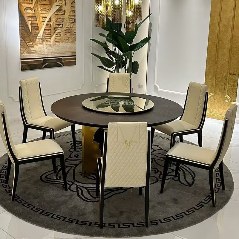 Star Factory wholesals Italian light luxury solid wood round table banquet private dining room for six people per table Specification image