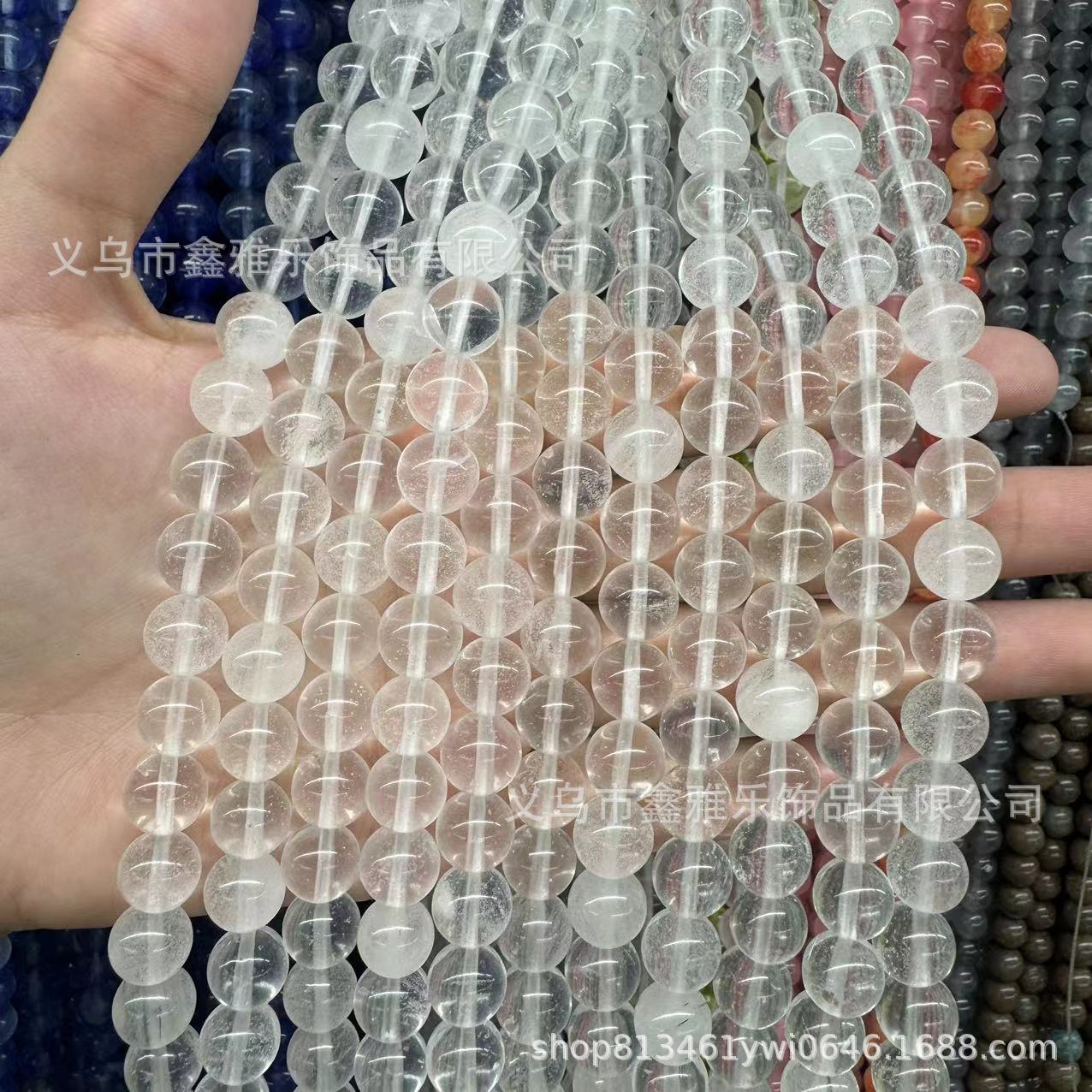 Factory direct sales of imitation white ghost round beads, white watermelon loose beads, glass loose beads, diy accessories, glass beads semi-finished products Application Scenario