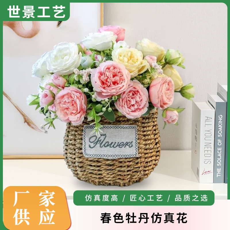 现货批发家居装饰仿真假花小把束玫瑰婚庆布置仿真5头波斯玫瑰详情图2