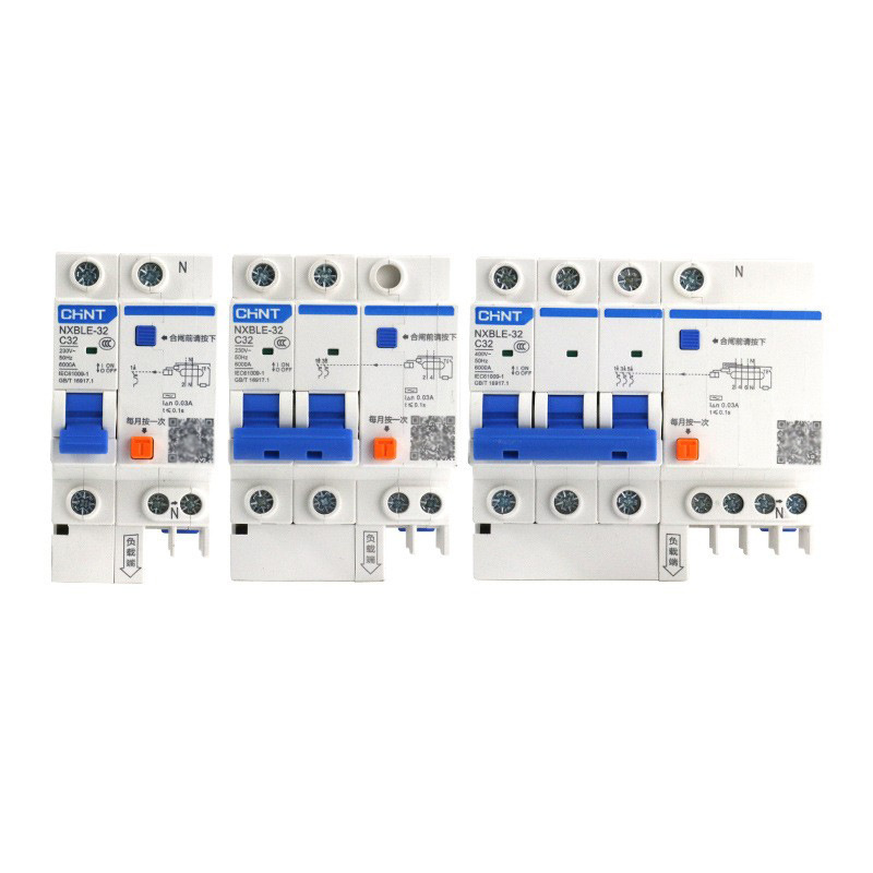 正泰漏电断路器家用空气开关带漏电保护空开2P漏保NXBLE（DZ47LE)白底实物图