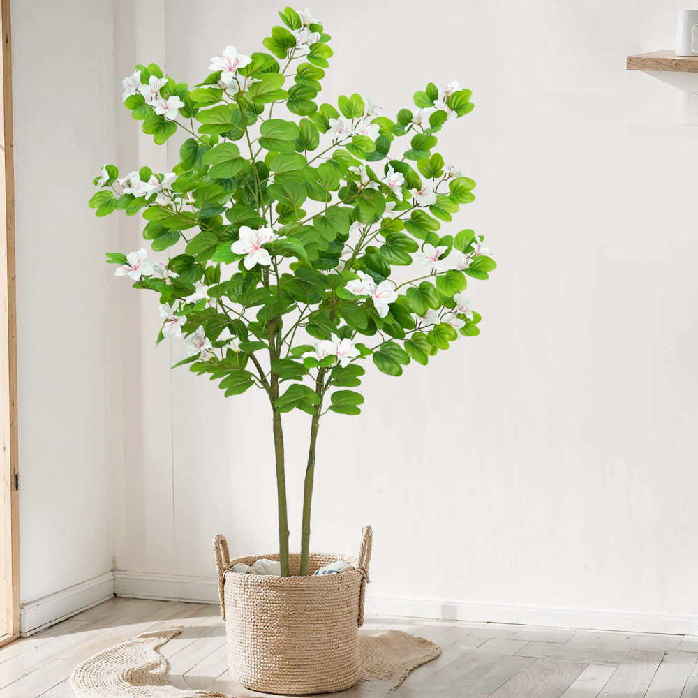 Wholesale of large Nordic popular artificial plants, artificial tree potted plants, indoor decoration, Bauhinia flower artificial green plant potted plants Application Scenario