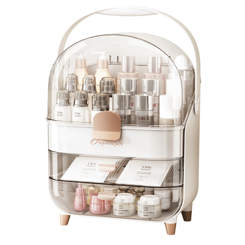 Light luxury cosmetics storage box, high-end, large-capacity dust-proof lipstick, mask and skin care products storage display stand, hand-held Item Picture