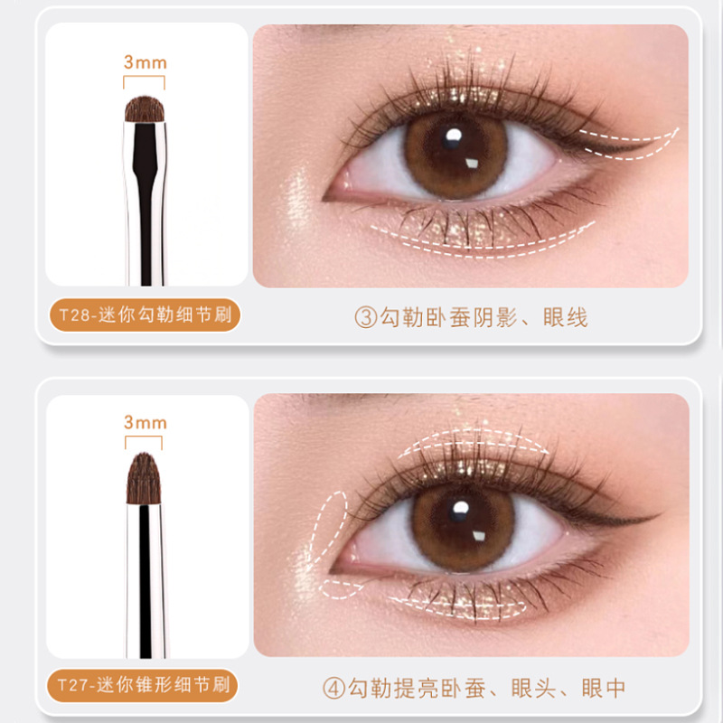 Four-piece set of small horsehair eyeshadow brush and animal hair makeup brush, fine blending and concealer brush set, portable aluminum tube Application Scenario