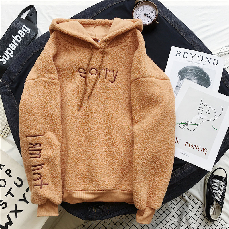 We support the delivery of hooded, fleece and thickened faux lambskin plush sweatshirts for female students, as well as Hong Kong-style autumn and winter warm jackets Specification drawing