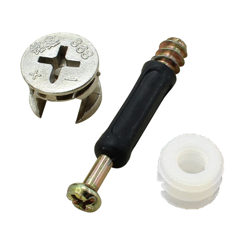 Three-in-one connection piece, panel furniture disassembly and assembly parts, wardrobe and cabinet fastening eccentric wheel accessories, threaded connection rod Item Picture