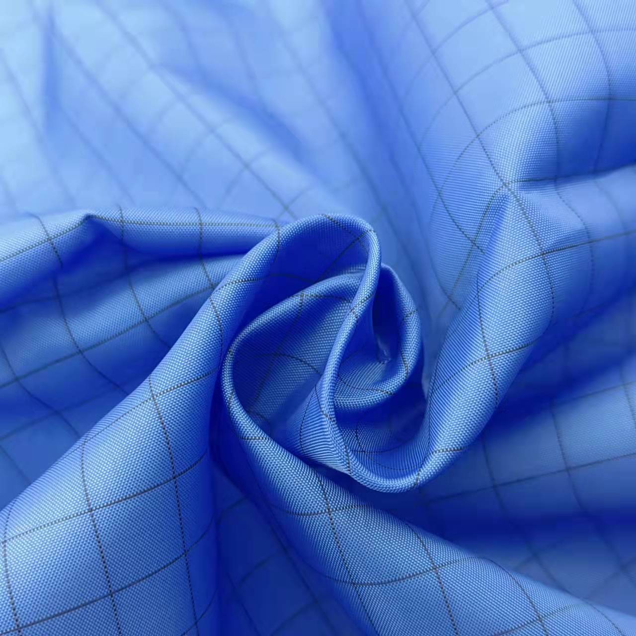 现货210涤塔夫网格防静电面料1.0cm服装内里涤塔夫平纹导电布