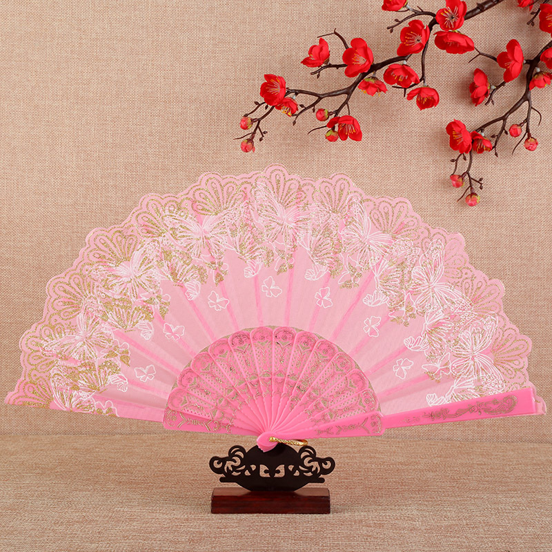 蝴蝶中国风扇女士古典舞蹈塑料折叠扇手工艺礼品古风小折扇产品图