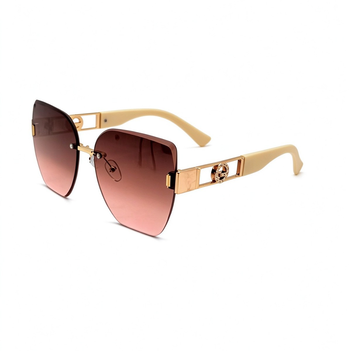 Nuevo modelo sin marco hombre mujer gafas de sol metal decoración calado espejos piernas grandes marco delgado gafas de sol de moda Specification image