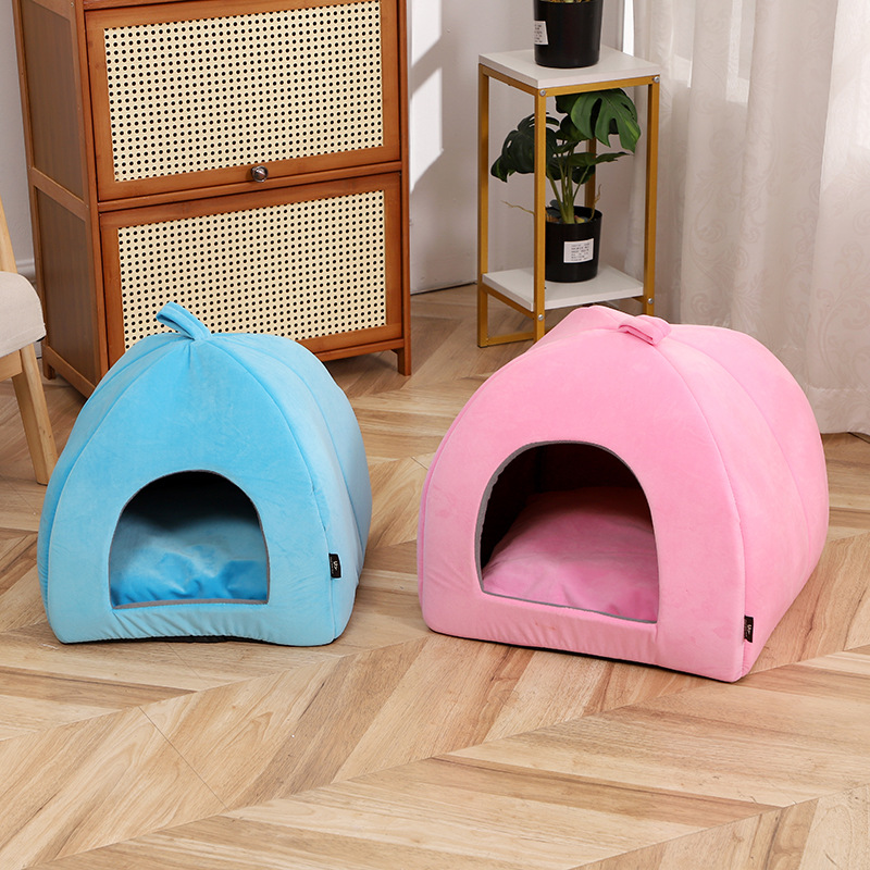 Single-layer yurt pet cat bed, scratch-resistant and wear-resistant Dutch fleece cat and dog small house, pet sleeping windproof cage wholesale details Picture