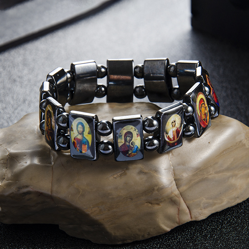 Brazalete de bilis negro color ortodoxo católico goteando accesorios al por mayor europa y Estados Unidos cross border accessories details Picture