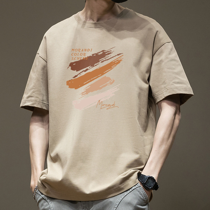 200g heavy pound algodón manga corta camiseta hombre verano nueva moda suelta hombre estudiante hombre manga media camiseta top