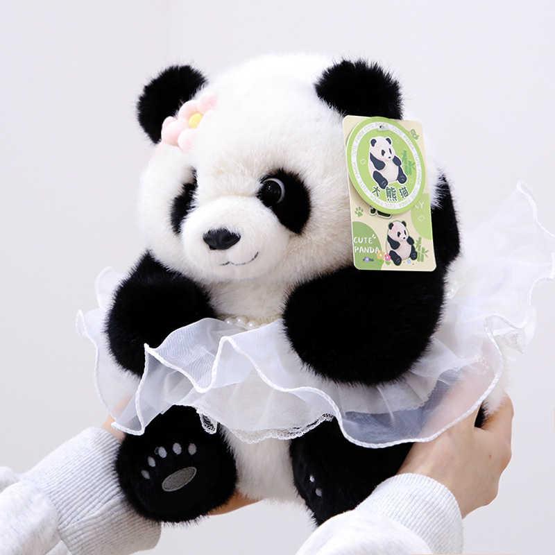 25cm panda doll Princess Panda baby plush toy doll, realistic and cute, for your girlfriend as a holiday gift wholesale