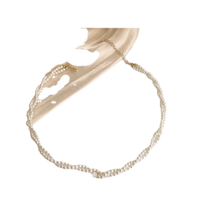 Double-layer pearl necklace for women, 2024 new style Shijia pearl new light luxury design choker collarbone chain Item Picture