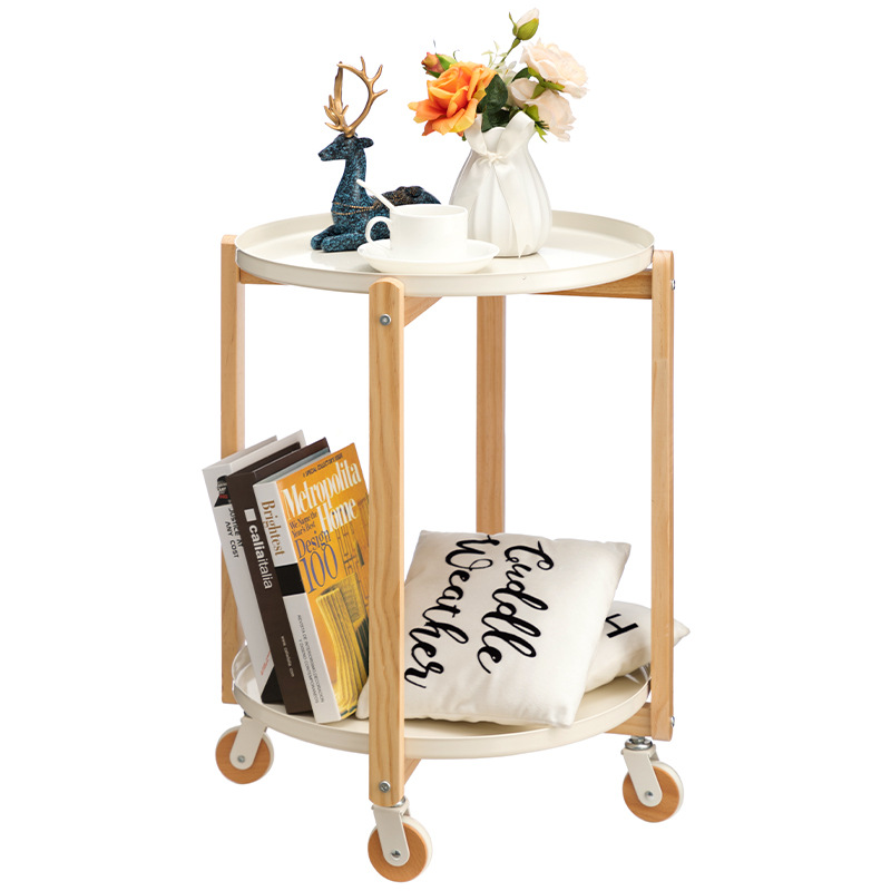 出口北欧松木小圆桌创意家用沙发边桌沙发角几卧室阳台休闲茶几定白底实物图