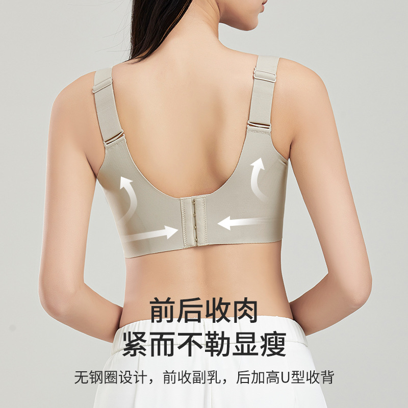 Thin underwear, large bust, small appearance, anti-sagging, no steel ring, women's gathering, seamless, adjustable large cup, large-sized bra cover details Picture