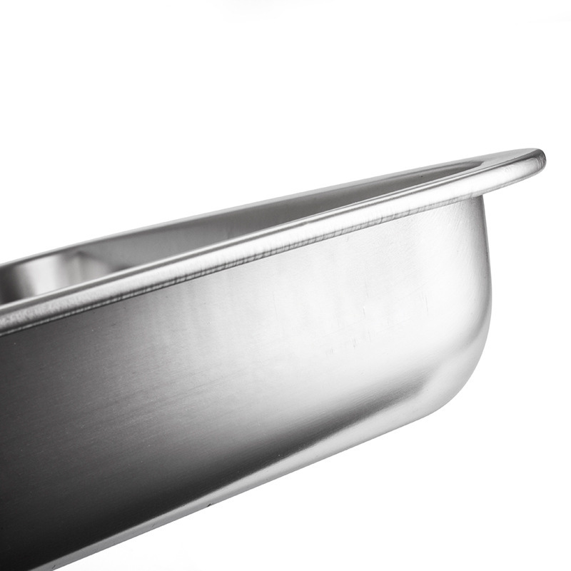 05 thick 4.8 deep stainless steel square plate tray with perforated depth, hotel tableware, rectangular barbecue rice plate and tea tray Item Picture