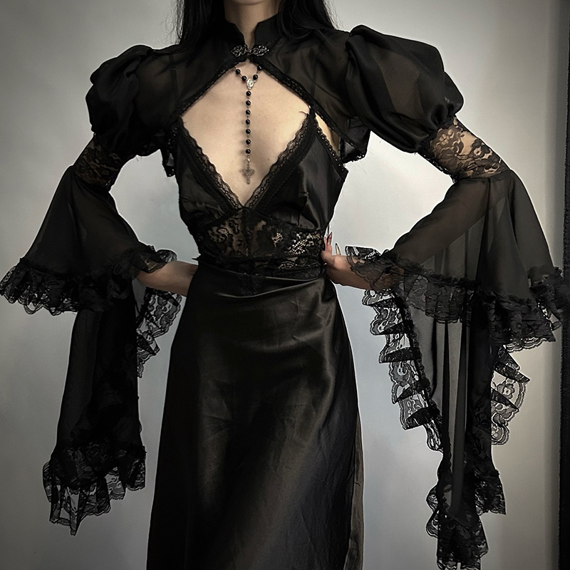 CF25156 Asia Culture New Chinese-style chiffon blouse Summer New Style Versatile outerwear Dark style comfortable and versatile