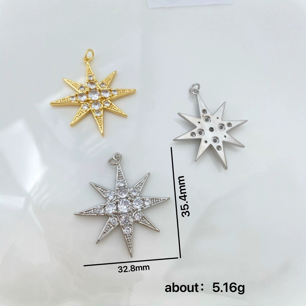 欧美跨境时尚饰品ins风八芒星项链女微镶满天星锁骨链外贸热销款详情3