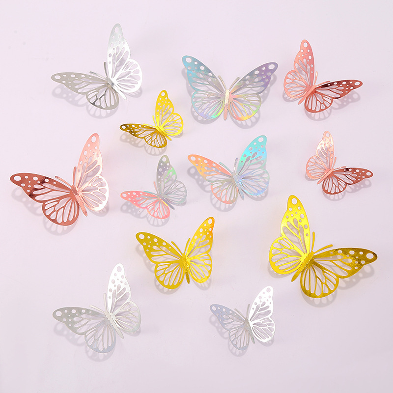 Cross-border spring party decoration, Alice in Wonderland butterfly stickers, children's birthday and wedding wall stickers