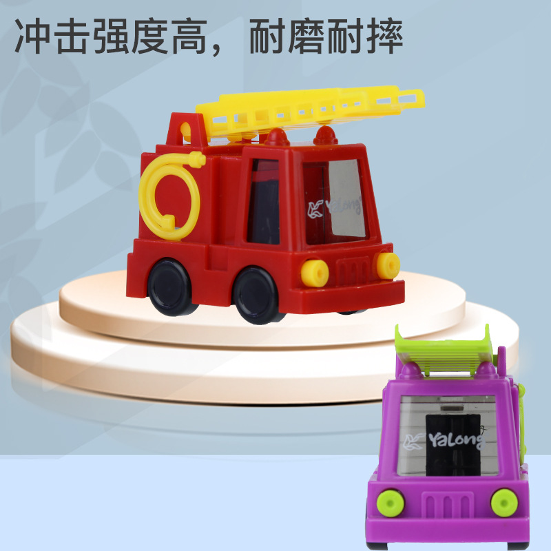 Cross-border manufacturer customized cartoon student learning pencil sharpeners, fire engine series shaped pencil sharpeners, creative wholesale Specification image