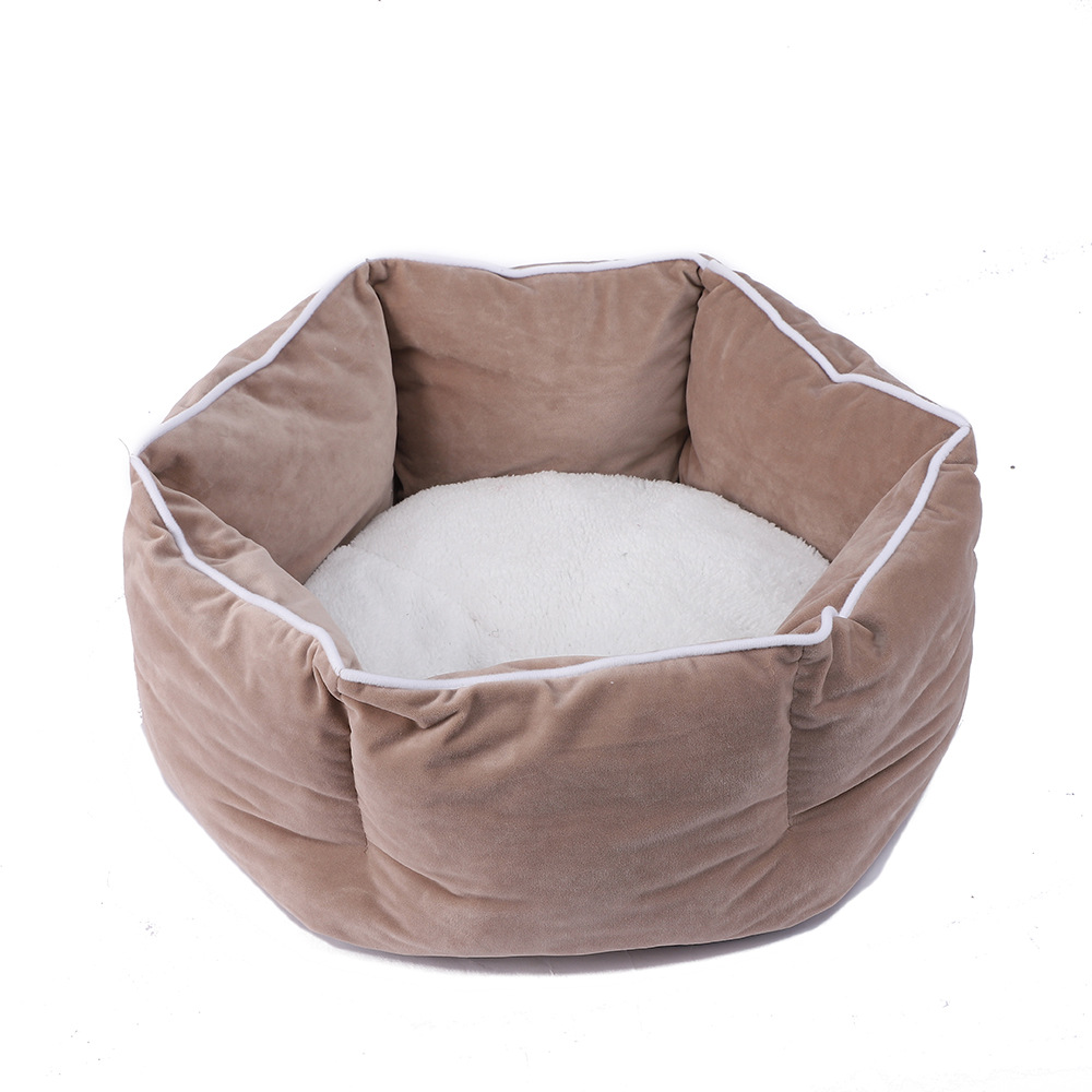 Winter fleece thickened pet sleeping bed, pet thickened Dutch fleece round bed, detachable and washable thickened warm dog bed Item Picture