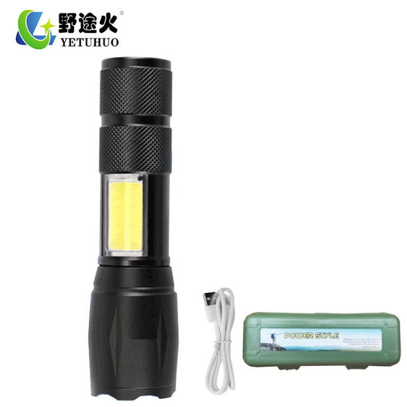 The T6type Led Flashlight Is A Built-In Lithium Battery Charging Hand-Held A100 High-Intensity Outdoor Cob Long-Range Household Flashlight Application Scenario