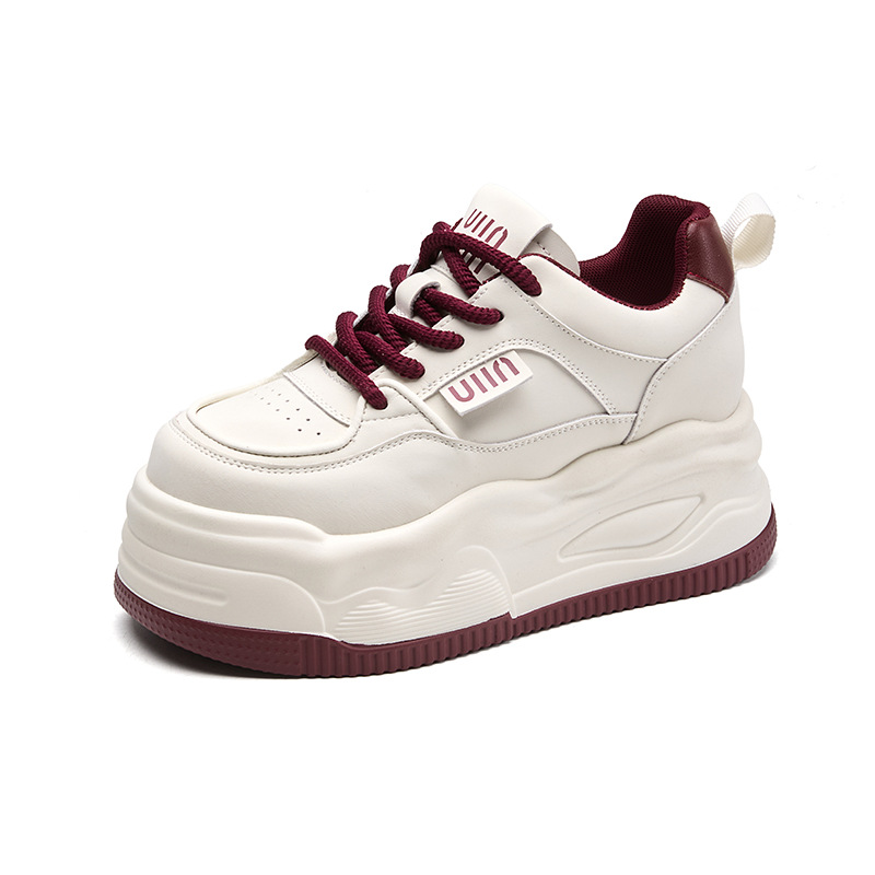 女式休闲单鞋7CM厚底增高小白鞋子女鞋百搭小个子运动休闲板鞋白底实物图