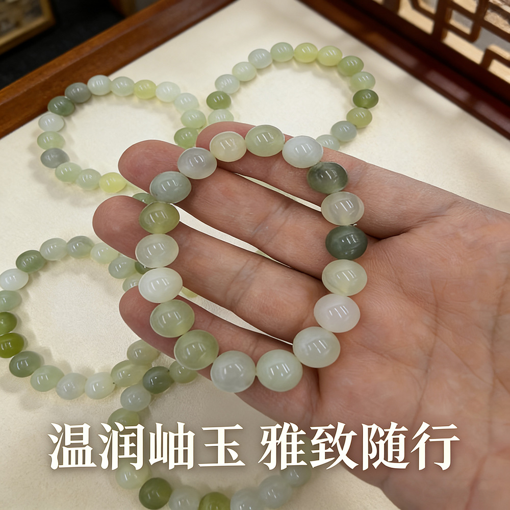 A 10mm natural Xiuyan jade bracelet from the manufacturer, a simple and luxurious round bead bracelet, as a gift for your girlfriend and best friend details Picture