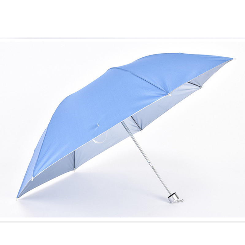 Factory wholesale creative three-fold inverted stem silver plastic umbrellas, all-weather gift umbrellas, advertising umbrellas, can be used as logos Item Picture