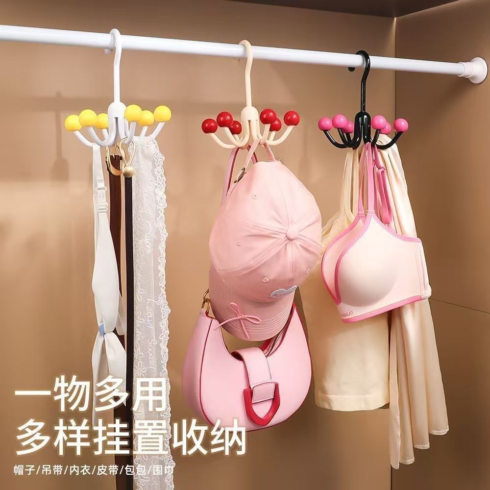 Dopamine hook six-prong household multi-functional practical clothes hanger, simple underwear hanger, hat storage magic tool wholesale Application Scenario
