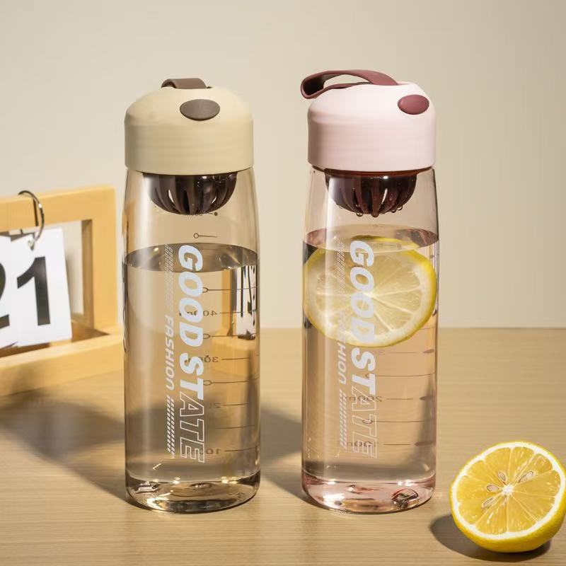 高颜值塑料太空杯男女学生外出便携带刻度简约创意杯防摔随手杯