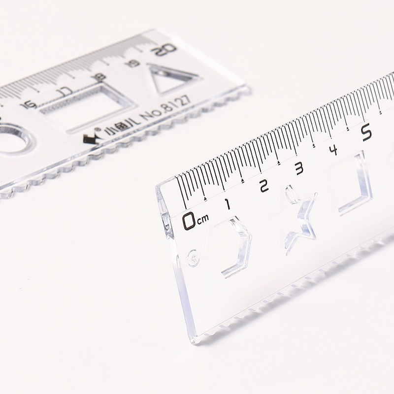Clear scale geometric ruler with wavy line grid ruler, plastic 20cm, student measuring tool, curve drawing circle Item Picture