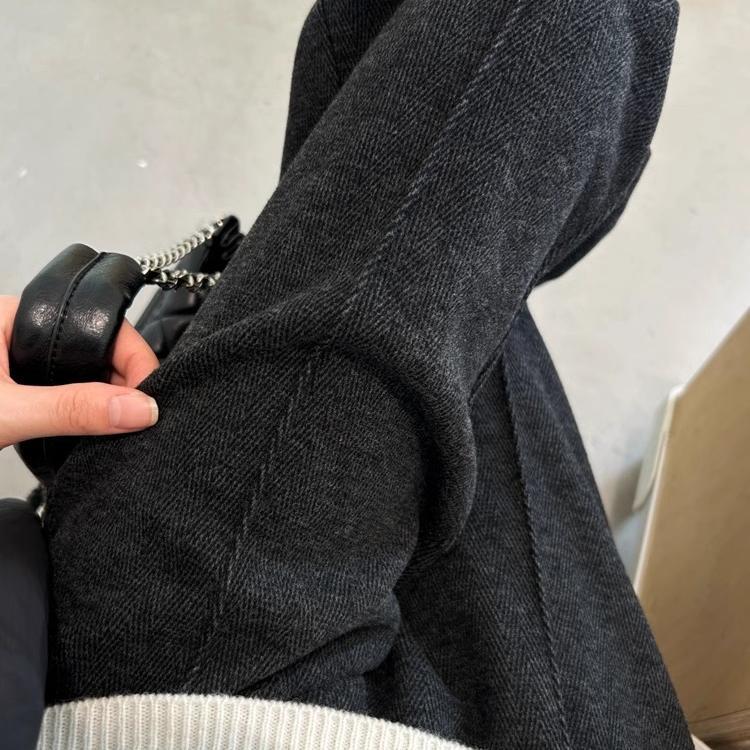 Narrow wide-leg pants for women 2025 autumn/Winter new style, large-sized, chubby girls, high-waisted, slimming, flowing and touching tweed straight-leg pants Item Picture