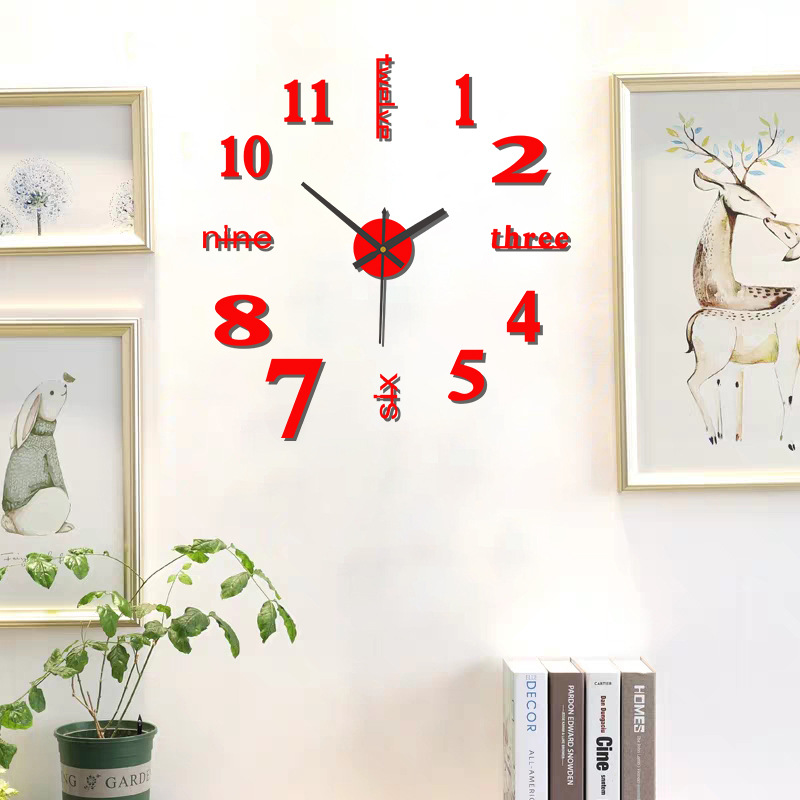 Simple, hole-free, creative diy wall clock, personalized living room and bedroom clock, silent digital clock, decorative wall clock Application Scenario