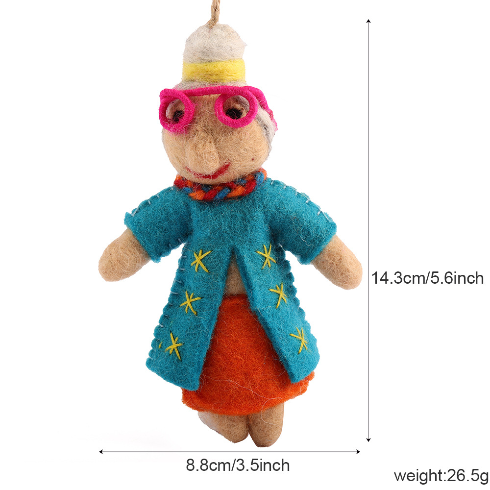 Fashionable old lady Nepalese handmade wool felt pendant, high appearance level three-dimensional doll pendant, bag pendant Item Picture