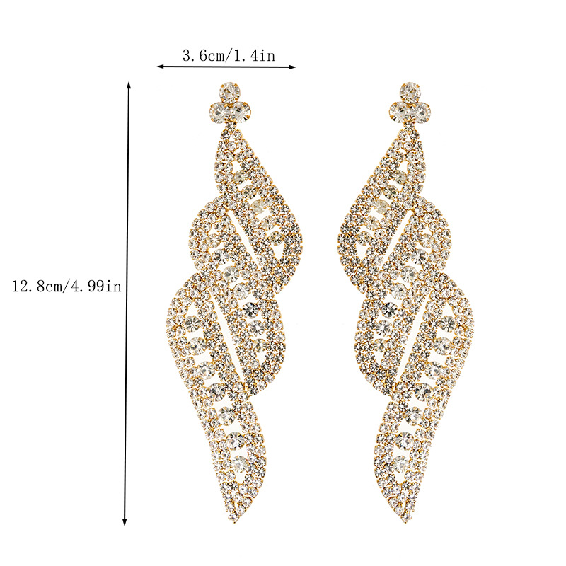 European and American cross-border exaggerated rhinestone long earrings for women, luxurious and elegant. Wholesale of diamond-encrusted earrings from the manufacturer Specification drawing