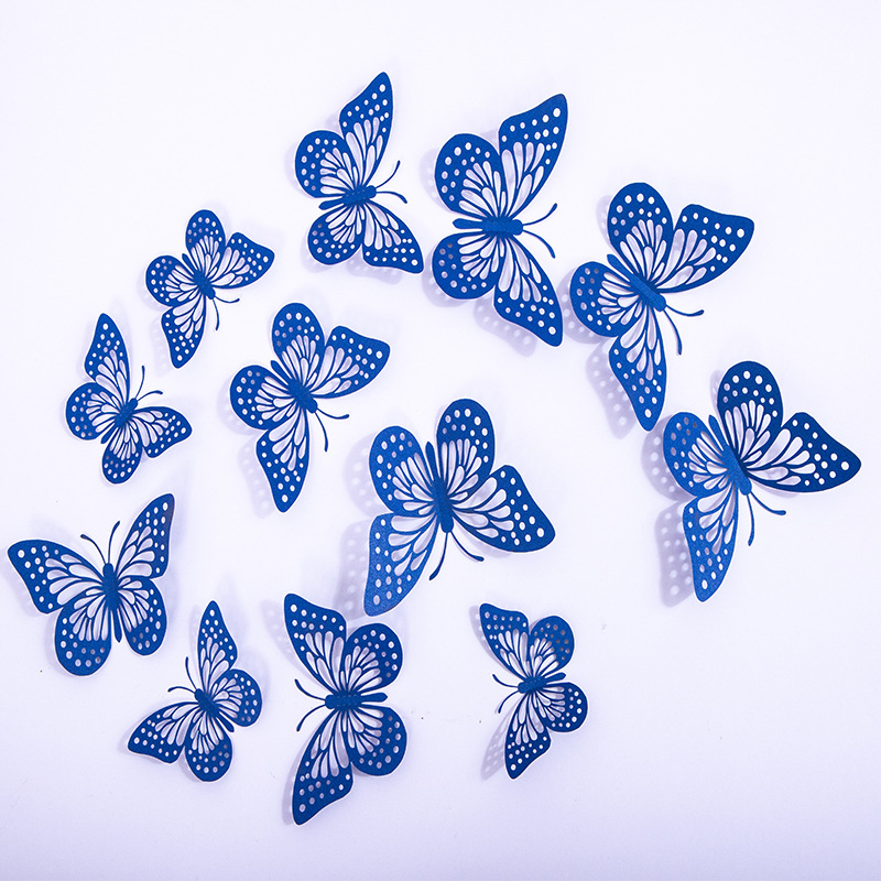 Hollowed-out 3D butterfly decorative wall stickers, hollowed-out butterfly children's stickers, festive three-dimensional butterfly decorations for home living rooms details Picture