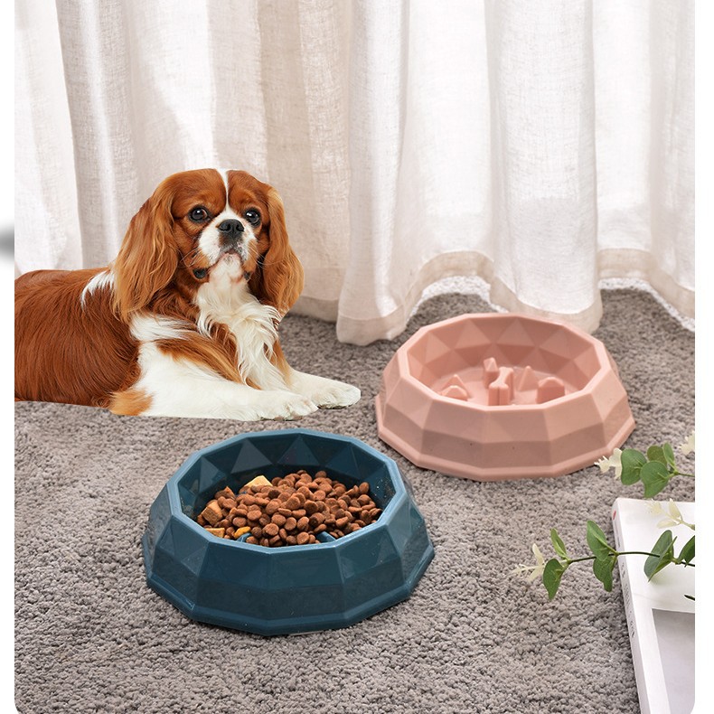 Rongka Pet Cross-border Pet Cat and Dog anti-choking and anti-vomiting slow Food Bowl, multi-color small and medium-sized dog feeder, Diamond bowl, slow food bowl details Picture
