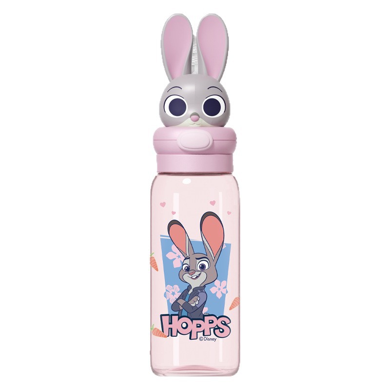 Zootopia co-branded Judy Nick plastic cup Children's space Straw Cup for school, cute tritan material Item Picture