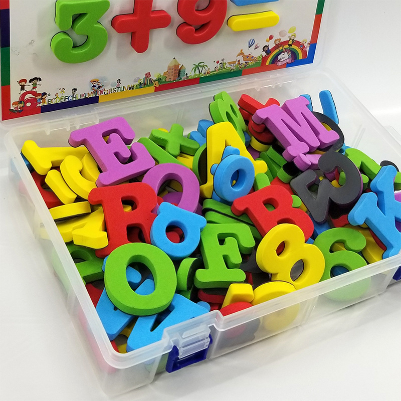 Letras inglesas magnéticas tablero de pegamento del refrigerador para niños números magnéticos para la enseñanza temprana puzzle tablero negro pegamento para el kindergarten baby didactica Specification image