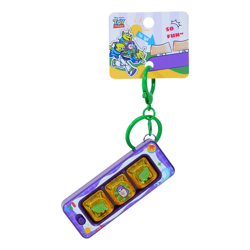 Genuine Toy Story creative decompression three-press keyboard keychain pendant, keycap press key toy bag hanging decoration Item Picture