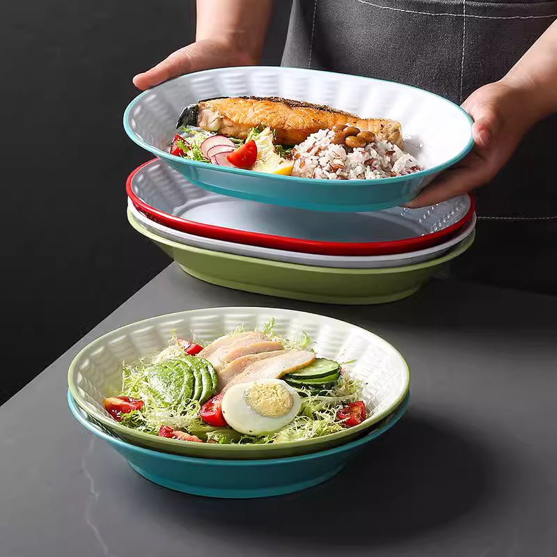 密胺餐具盘子商用中式自助现炒快餐盘饭店食堂盖浇饭大盘子沙拉盘