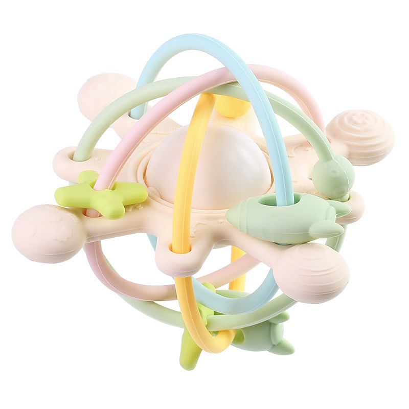 Baby and toddler hand-held ball, starry sky bite, rattle teething gel, water-boiled, biting, grasping and soothing toy manufacturer, baby and maternal products, silicone chain bite gel, baby details Picture