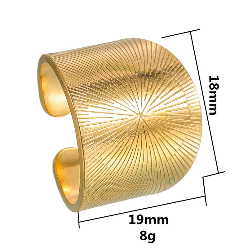 2024 New European and American geometric wide surface stainless steel hydraulic ring, 18k gold-plated exaggerated style couple women's ring Item Picture