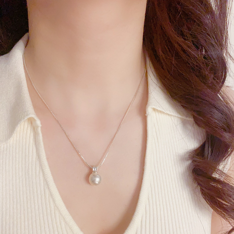 Summer sweet and cool, spicy girl, high-end design, double-layer thick silver pearl necklace, women's separable double-piece set collarbone chain Specification image