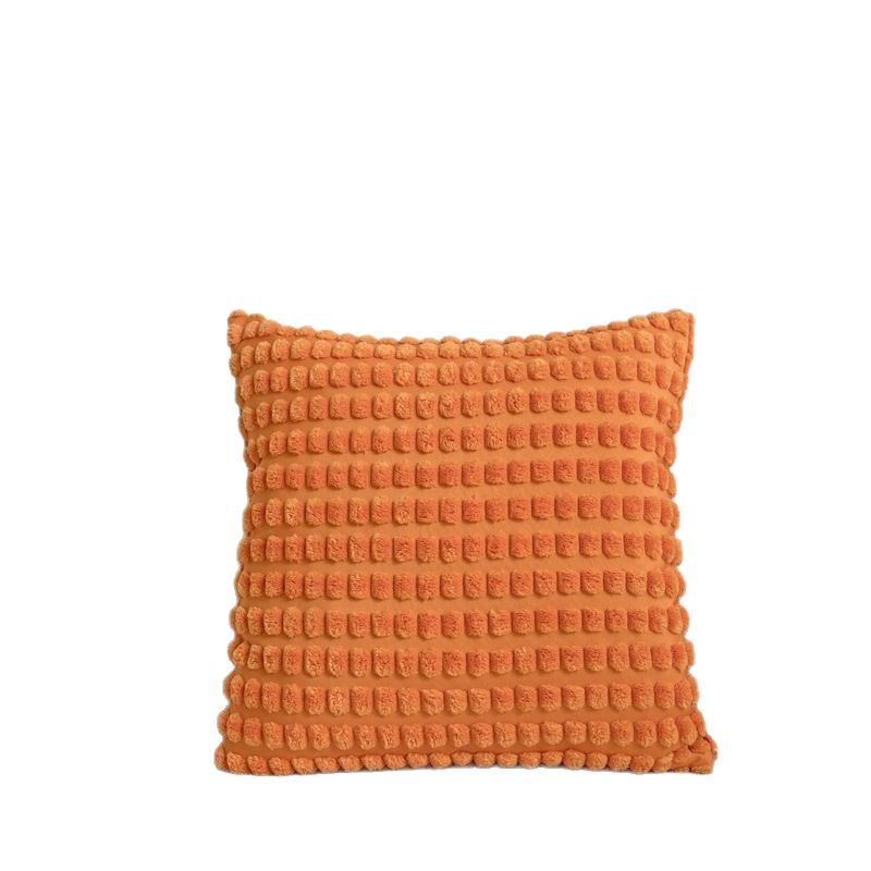 Free shipping cross-border solid-color corduroy pillowcase, country-style elastic cushion cover, home bedside pillow cover Item Picture