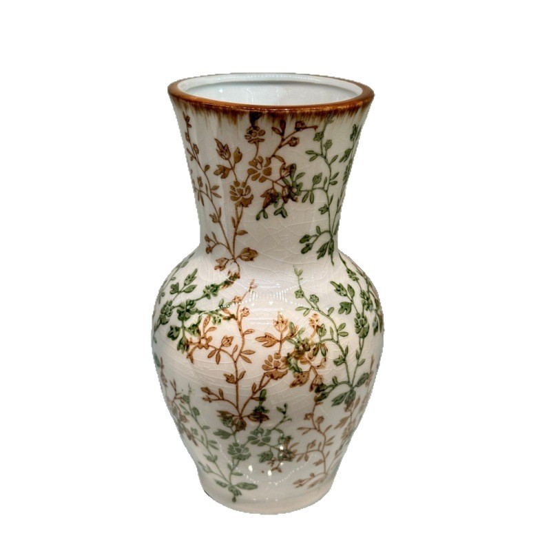 New high-end decorative items, Chinese-style retro ceramic home vases, ice-crack living room flower arrangements, and fresh flowers for the entrance hall Item Picture