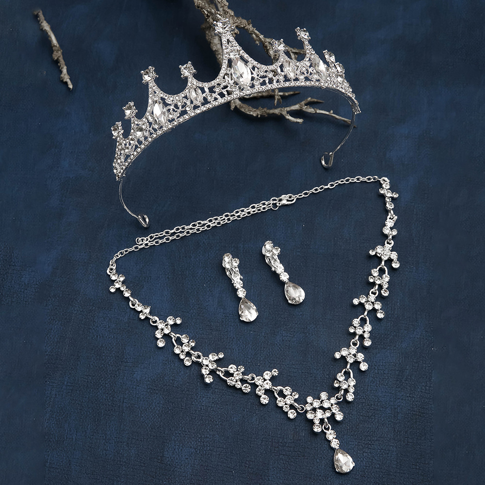 Luxurious bride chain, Korean-style bride accessories, high-end wedding accessories set, crown necklace, earrings details Picture