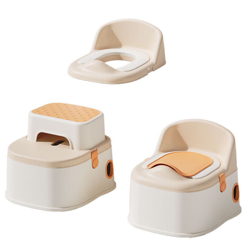 Three-in-one multi-functional children's toilet, splash-proof small toilet for boys and girls, infant and toddler toilet training footstool Item Picture