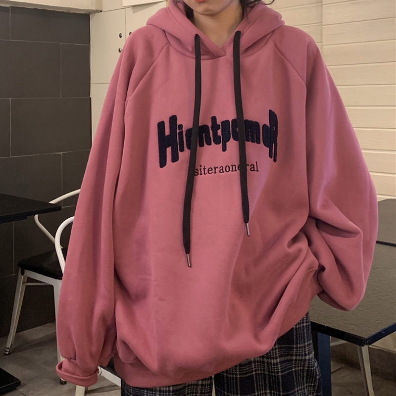 Cross-border American hoodie for women in autumn and winter, with fleece, thickened, loose, large size, stylish and youthful, versatile pullover and hoodie for delivery details Picture